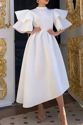 Schickes weißes A-Linien-Midikleid